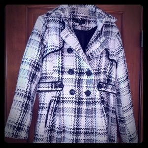 BCX brand black and white plaid coat juniors large